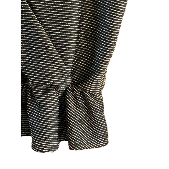 Shinestar Women's Black Gold Metallic Striped Peplum Top Size Large Y2k 1990s - Picture 2 of 5